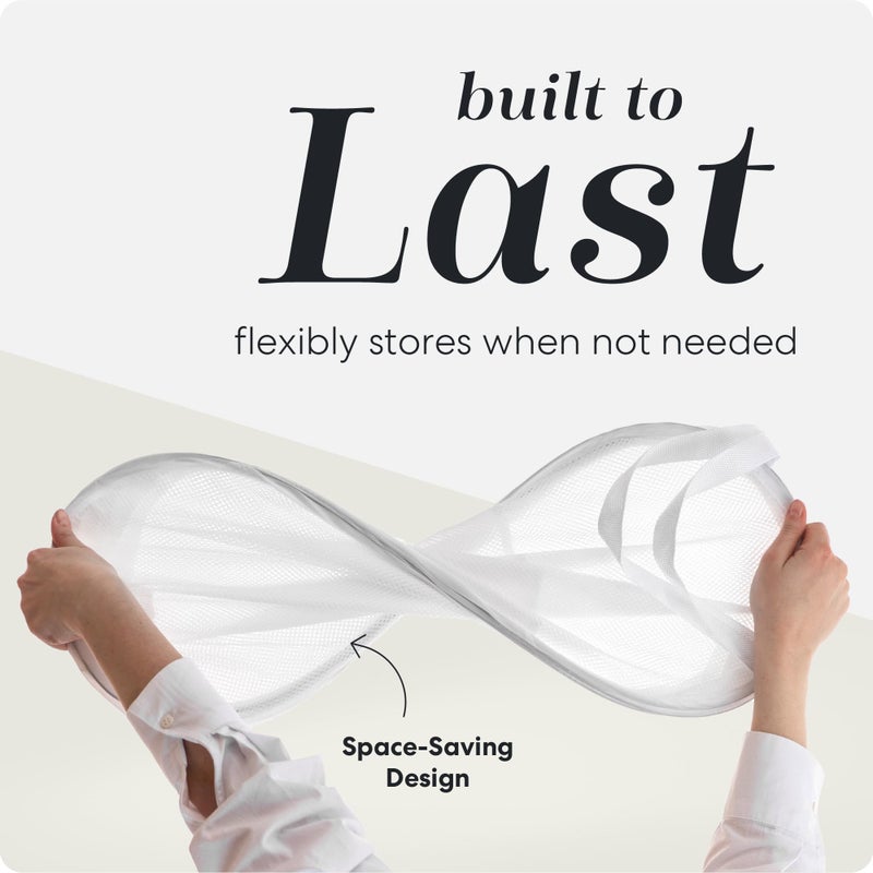 Handy Laundry Collapsible Mesh Pop Up Hamper with Wide Opening and Side Pocket - Breathable, Sturdy, Foldable, and Space-Saving Design for Clothes and Storage (White | 2-Pack) - Image 4